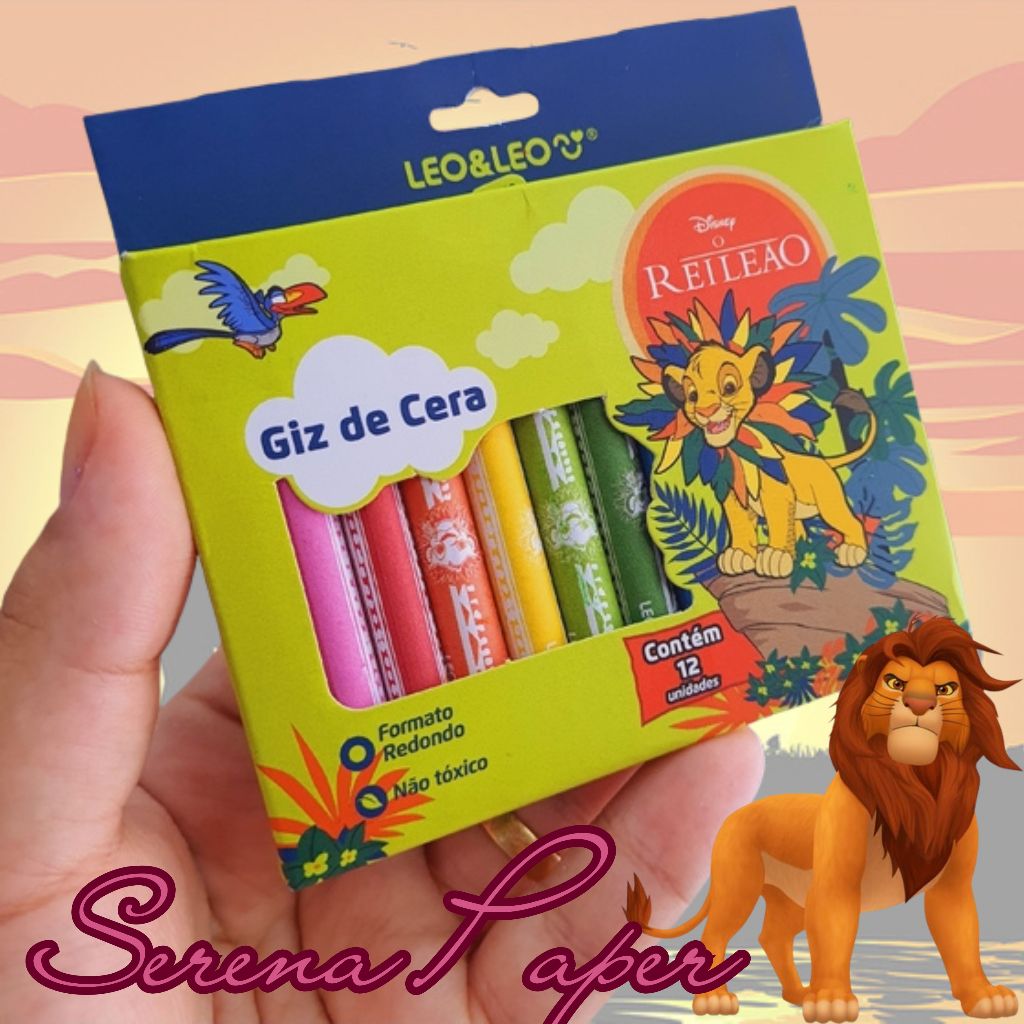 GIZ DE CERA REI LEÃO / 12 CORES / LEO&LEO / PAPELARIA FOFA KAWAII / MATERIAL ESCOLAR
