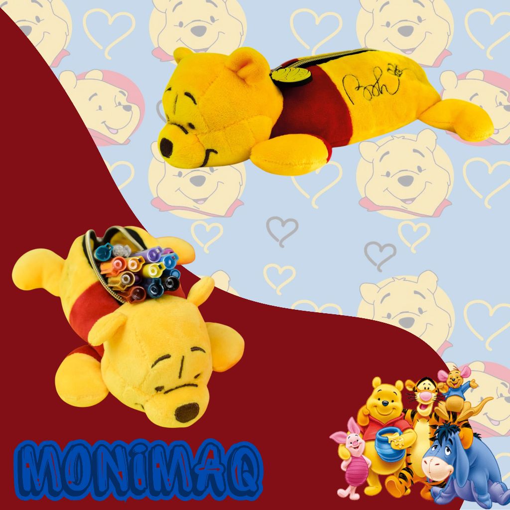 ESTOJO FLUFFY URSINHO POOH / DAC / ESTOJO PELÚCIA / PAPELARIA FOFA KAWAII / MATERIAL ESCOLAR