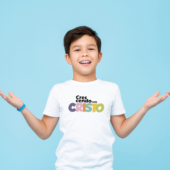 Camiseta Infantil Crescendo com Cristo Moda Evangelica Gospel - 2 ao 16 em Oferta na Shopee