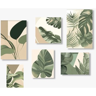 Kit 6 Quadros Decorativo Mdf Sala Grande abstrato Boho Chic quarto cozinha banheiro parede Folhas Verde Natureza em Oferta na Shopee