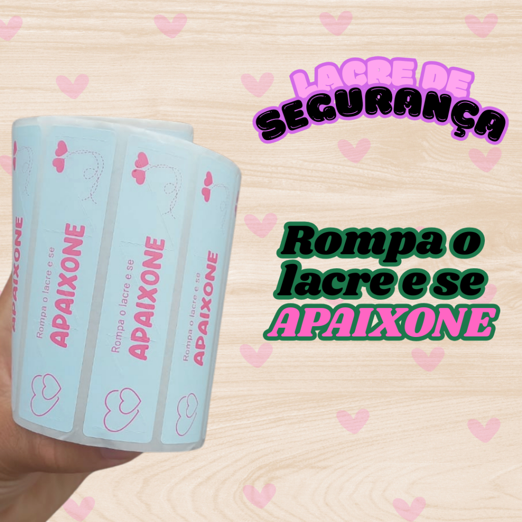 500 Etiquetas Lacre Adesivo APAIXONE, Copo Felicidade, Açaí, Bolo no Pote, Lacre para Copo.