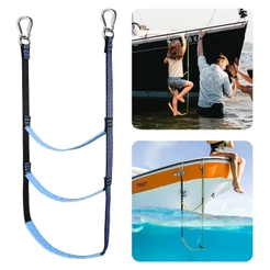 Escada De Corda Cinta Dobrável Removível Barco Lancha C/ Mosquetão Inox