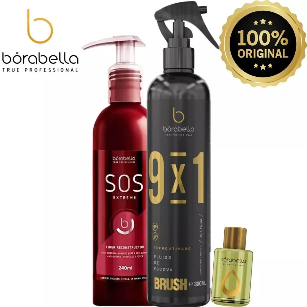 Borabella Brush Fluido 9x1 Termoativado + Sos Extreme 240ml em Oferta na Shopee
