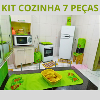 Jogo De Cozinha Kit 7 Peças Oxford Decoração Pano Capa Eletrodomestico Utensílios Doméstico Promoção em Oferta na Shopee