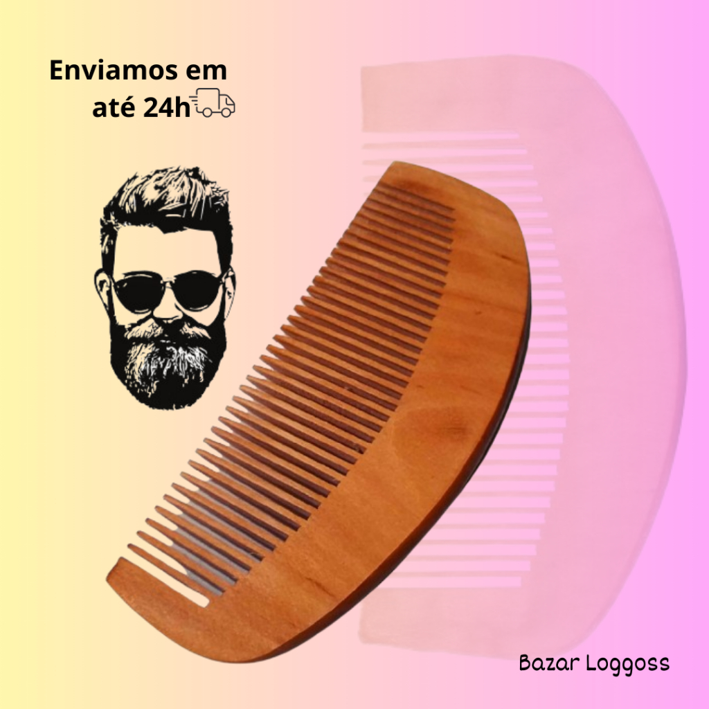 Pente de Madeira Arredondado com Dentes Largos Sem Cabo | 13cm