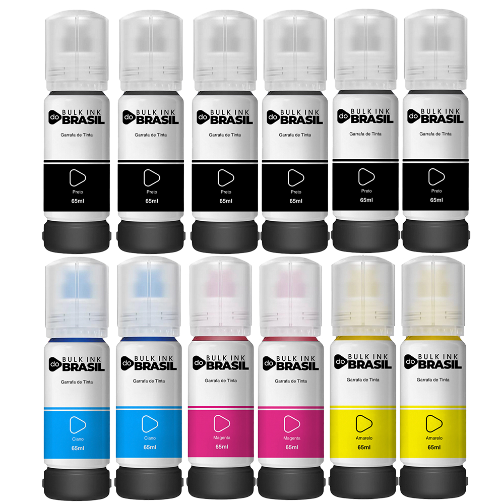 12 Tintas Compatível  impressoras Epson L3110 L3150 L3210 L3250 BK C Y M