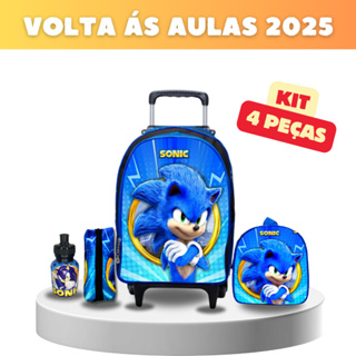 kit mochila lancheira infantil de rodinhas sonic em Oferta na Shopee