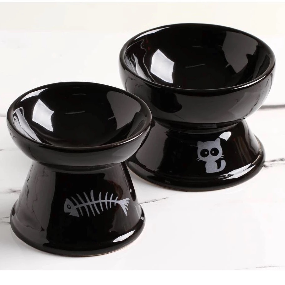 Comedouro Elevado Gatos Cerâmica Luxo Bebedouro Cerâmica PET Elevado Anti Formigas Higiênico Prático