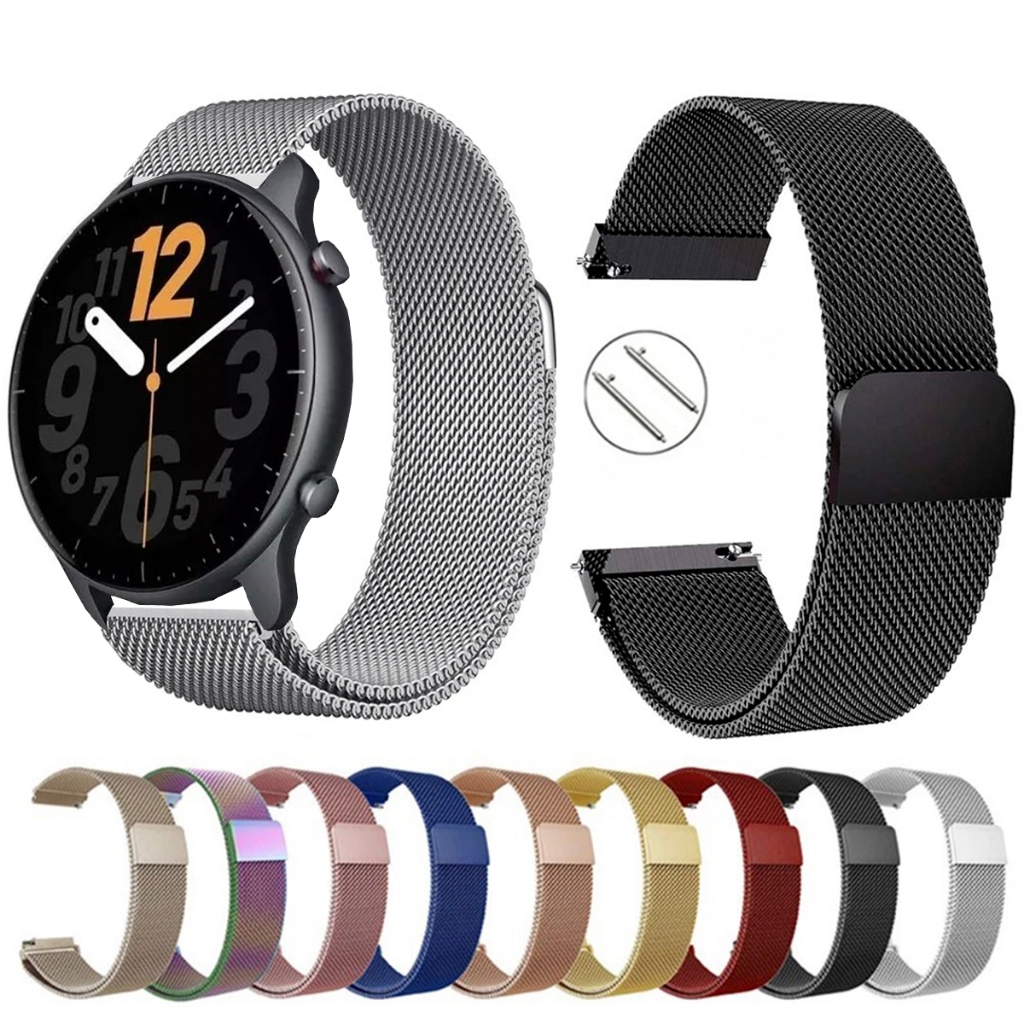 Pulseira de 22mm milanesa aço inox para Amazfit GTR 2 New A1952 de Engate Rapido