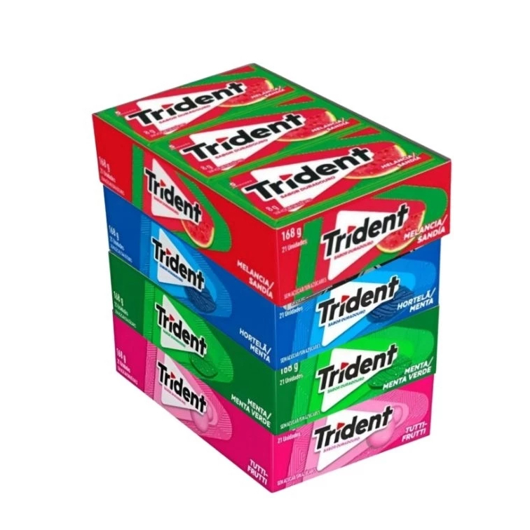 Kit 84 unidades Display Chiclete Trident Menta, Melancia, Hortelã, Tutti Frutti