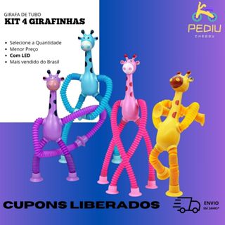 Kits Com Até 4 Girafas de Brinquedo Infantil Girafa Pop Tubo Led Com Ventosa Criança em Oferta na Shopee