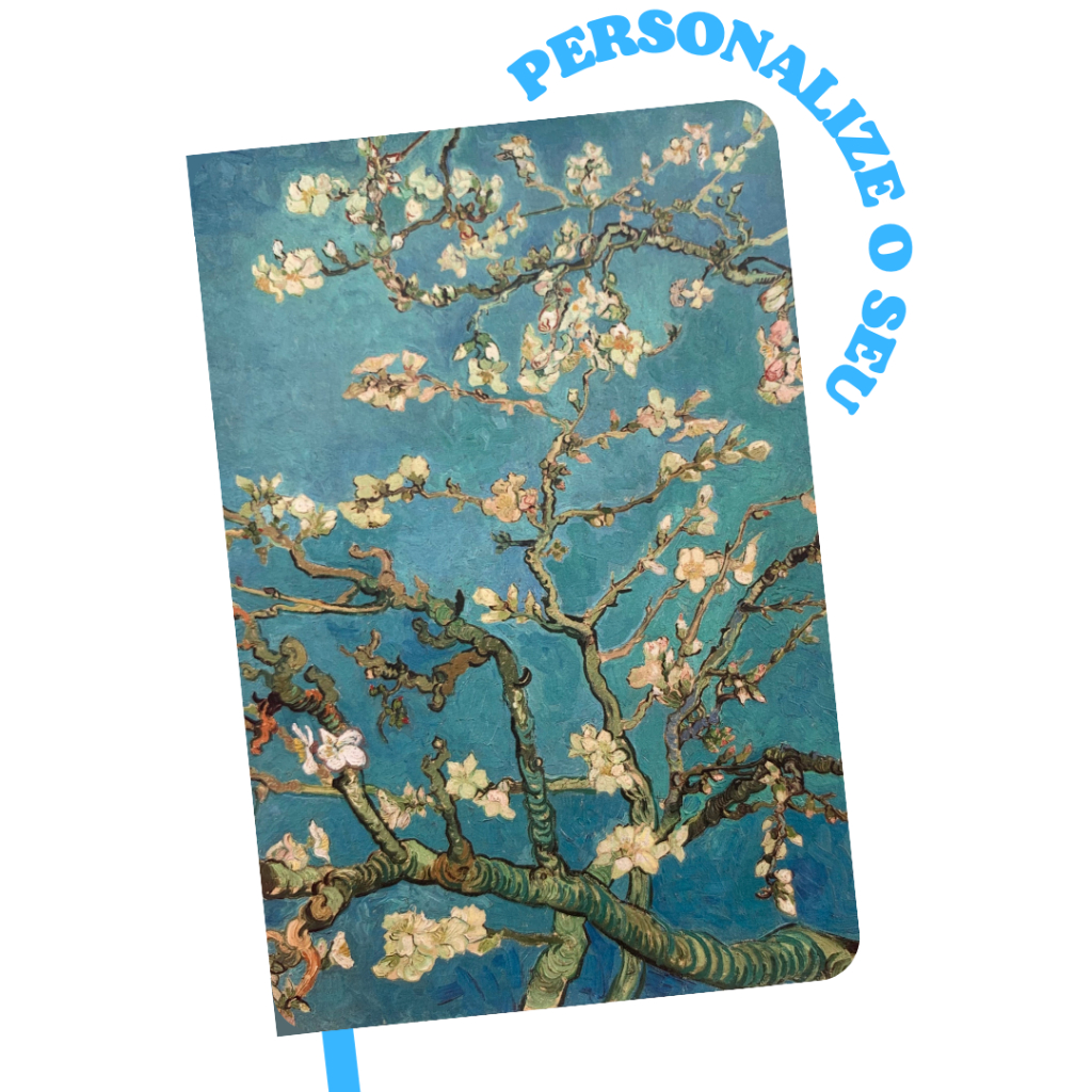 Caderno Personalizado Van Gogh Amendoeira em Flor pintura arte sketchbook caderneta moleskine A5 A6