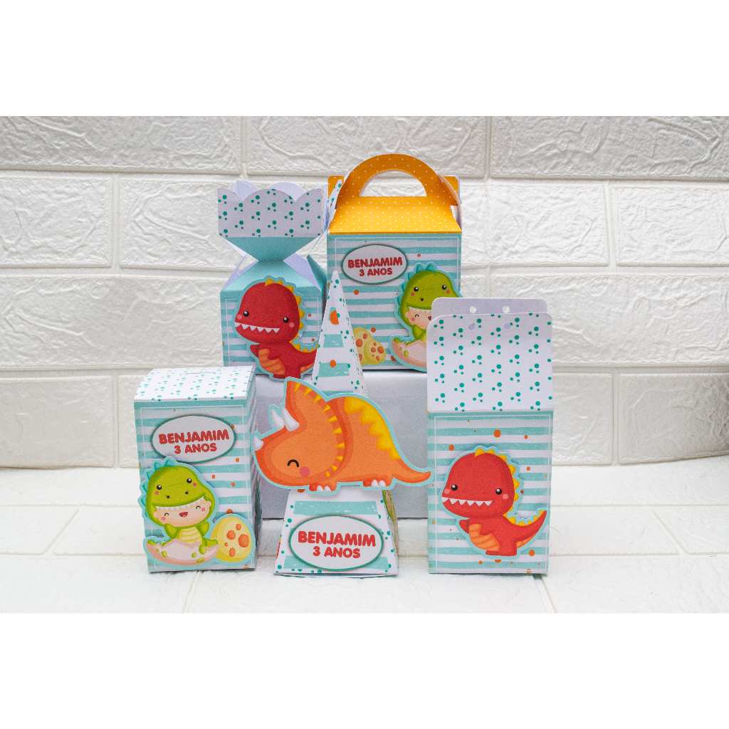 Kit Personalizados Dino Baby Lembrancinhas Caixinhas para Festa De Aniversário