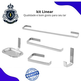 Kit Acessórios Banheiro  Quadrado 5 Peças em Alumínio e inox em Oferta na Shopee