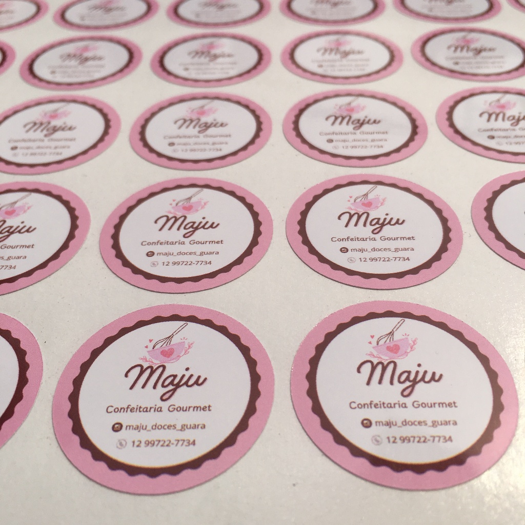 200 Etiquetas Adesivas 3x3 Personalizados Com Recorte em Oferta na Shopee