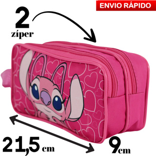 Estojo Caneta Lápis Duplo Escolar Infantil Stitch Angel em Oferta na Shopee