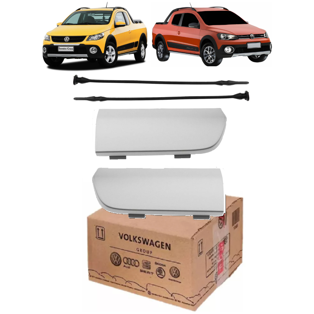 Par Tampa Lateral Spoiler Traseira VW Saveiro Cross G5 G6 Original Prata 5U7853977 5U7853978