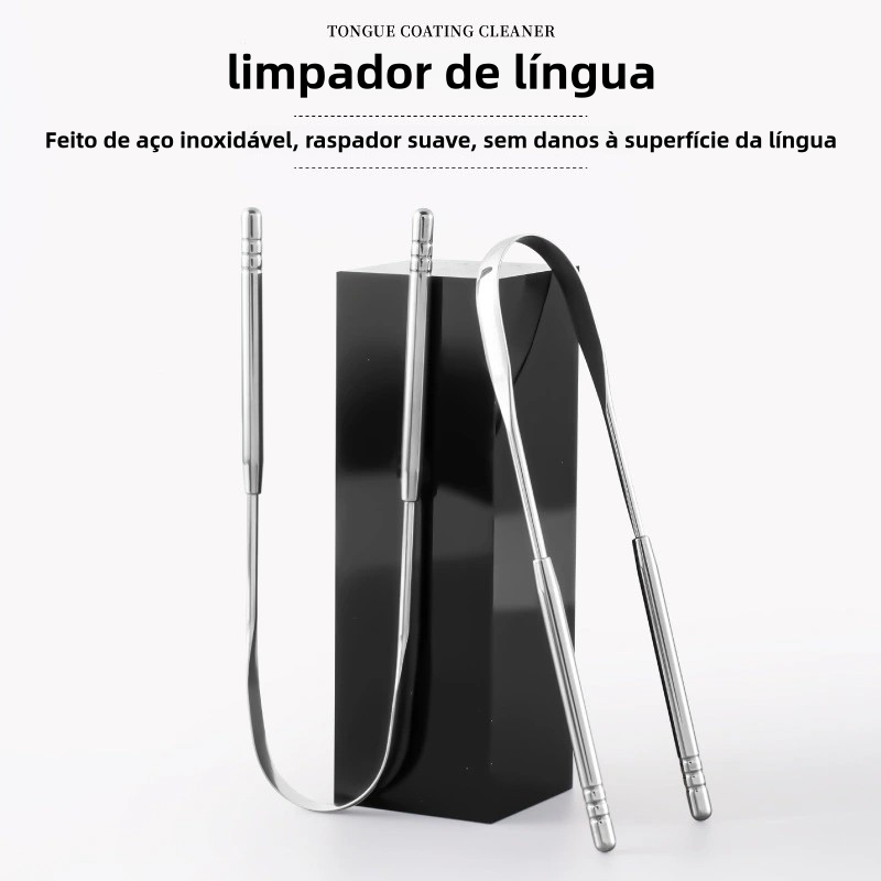 Limpador Raspador De Língua Em Aço Inox Para Higiene Bucal