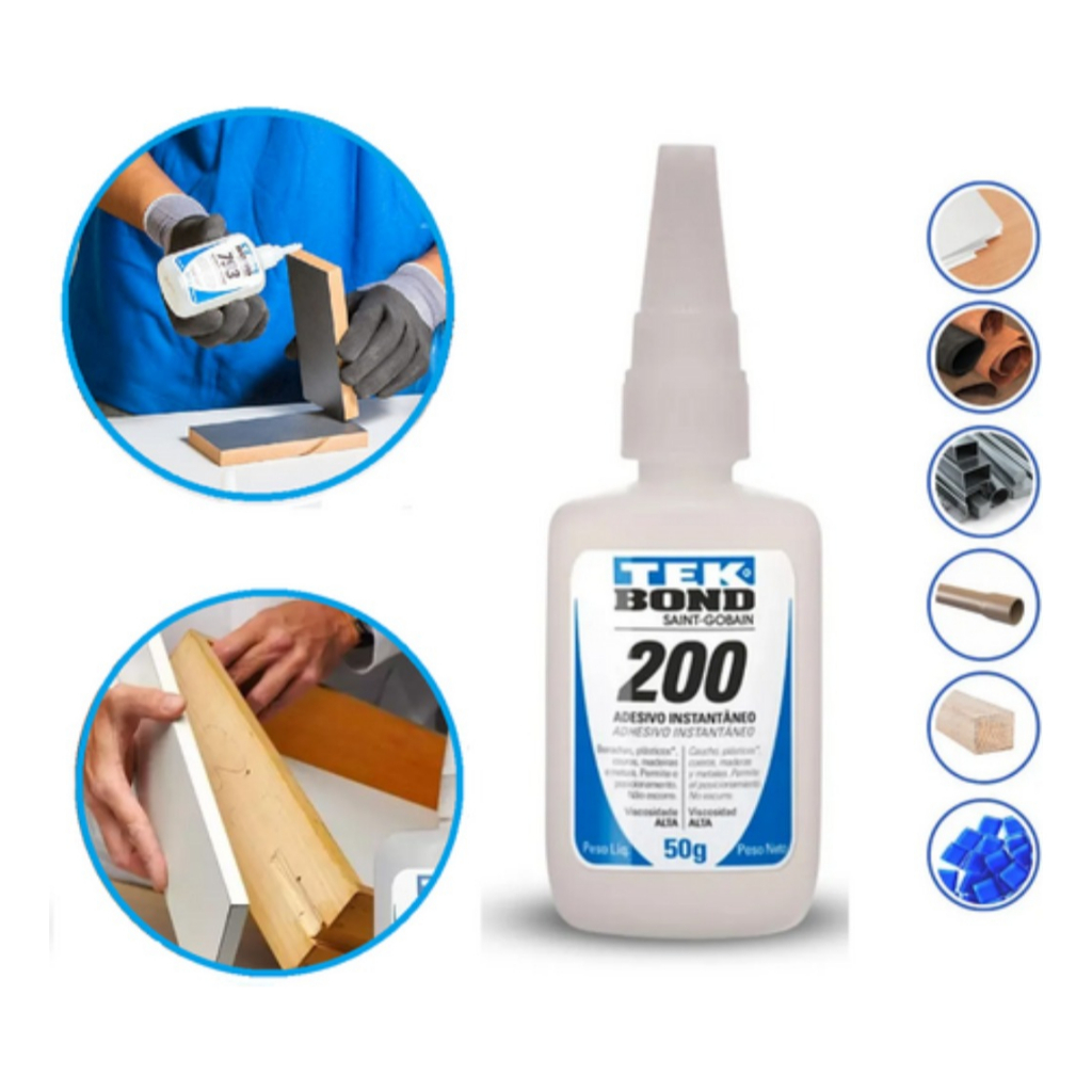 Adesivo Instantaneo Tek Bond 200 Super Cola Gel 100g Super Bonder Instantâneo Fixação Rápida Precisa