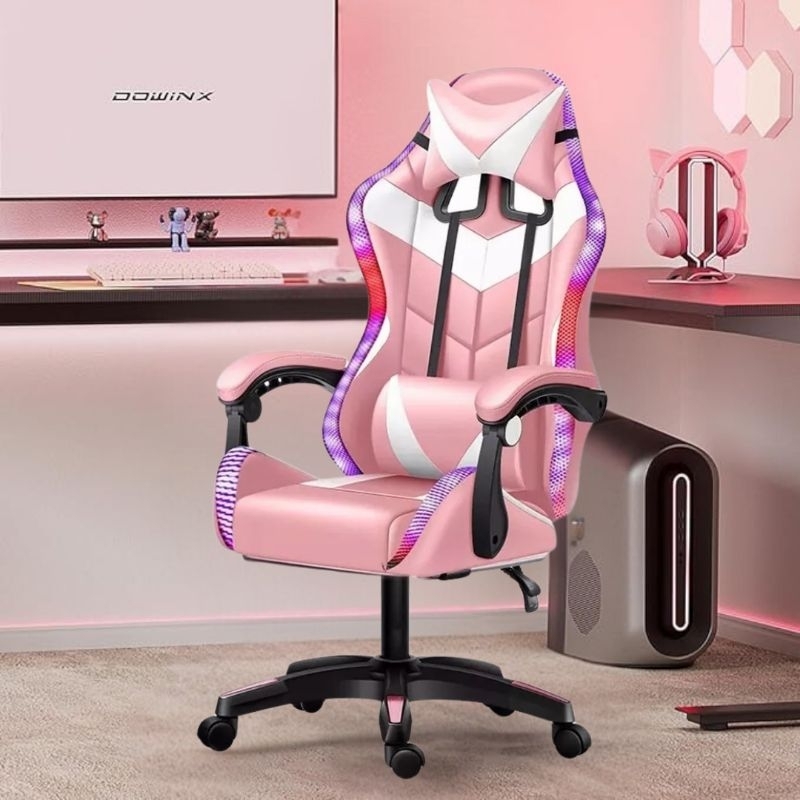 Imagem Cadeira Gamer Giratória Reclinável Estofado Cores Couro RGB