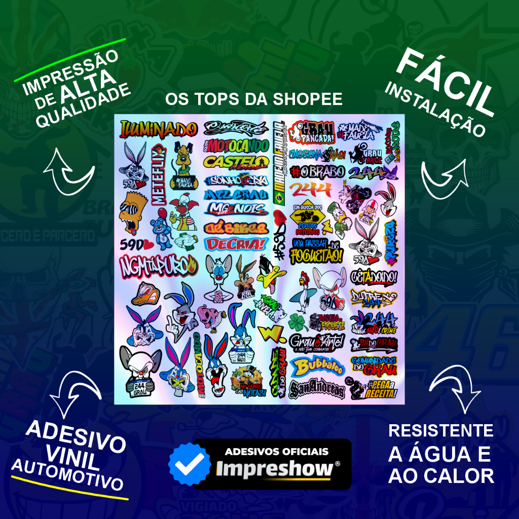 Adesivos Holográficos - Cartela com 64 Unidades - Impreshow MHL10