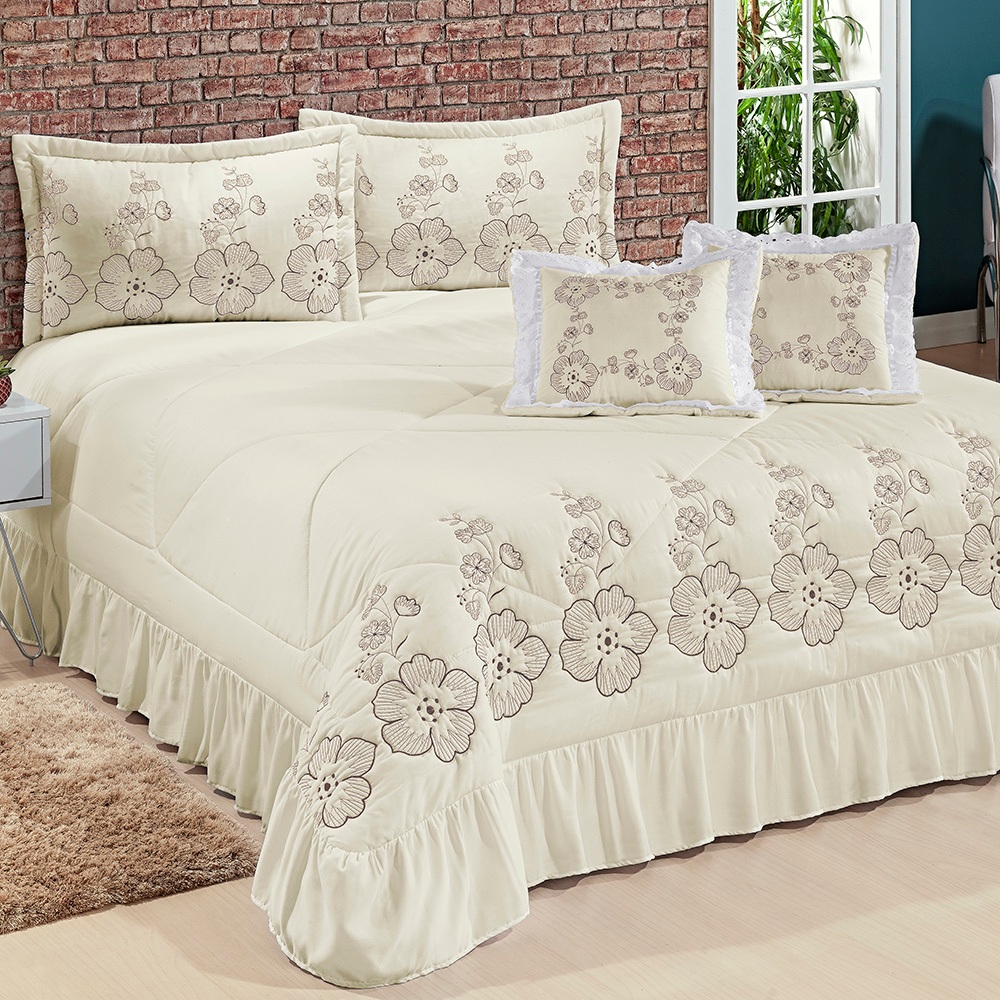 Kit Colcha Cobre Leito Amore Queen 7 Peças