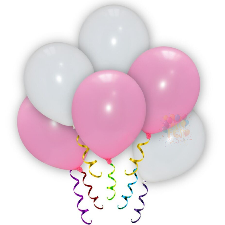 Kit 100 Balões Branco + Rosa - Balão Bexiga Liso 8" Para Festas Balão de Aniversario Festa em Oferta na Shopee