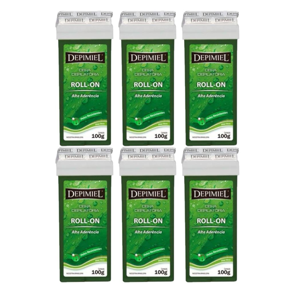 Kit c/6 ou 10 Cera Depilatória Refil Roll on 100g  Aloe vera alta aderência Depimiel