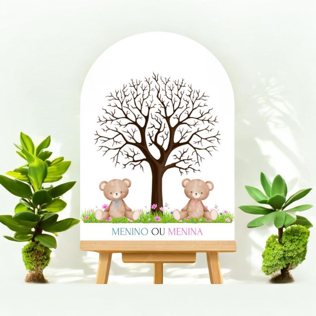 Quadro Placa Revelação Ursinho Menina ou Menino