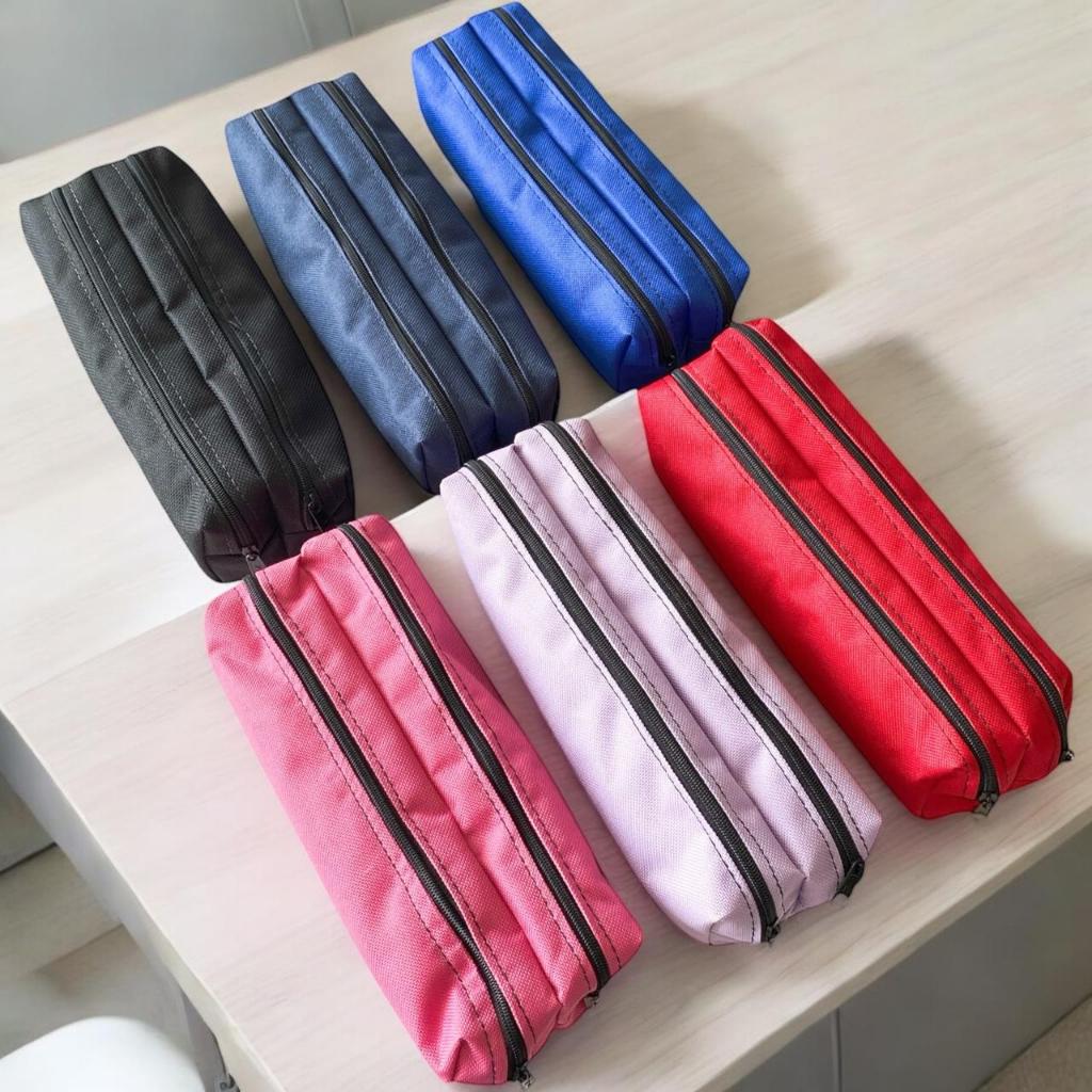Estojo Escolar Nylon C/2 Zíper Material  Escolar-- ESTOJO ESCOLAR 2025-(2 ZÍPER)