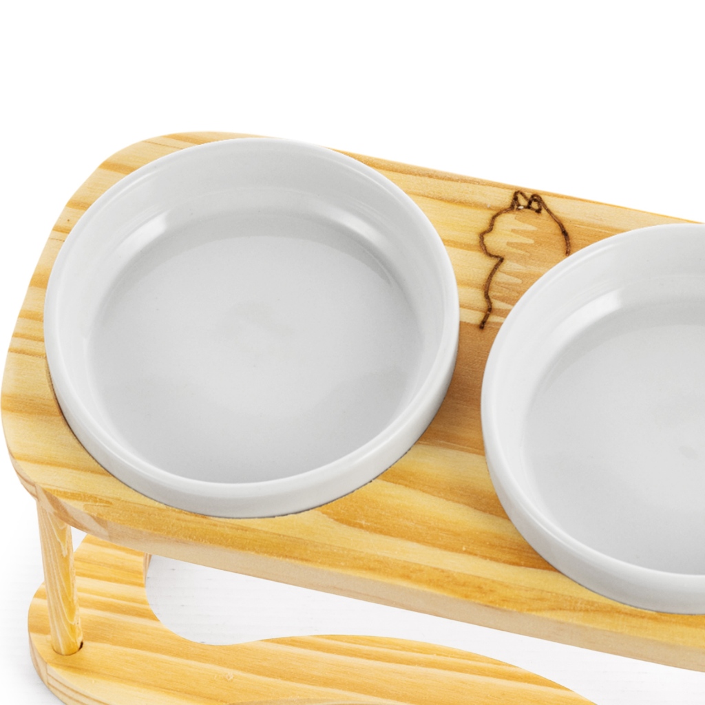 Comedouro Gato Elevado 2 Tigelas 230ml – Base Dupla Antiderrapante Conforto Cervical Premium