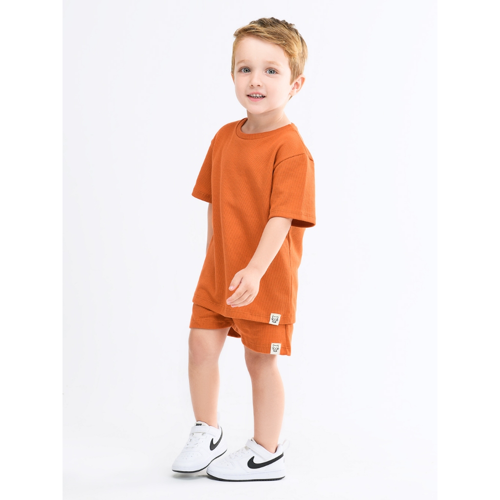 Conjunto Infantil Menino Malha Block 100% Algodão | Blusa + Bermuda | Cores Modernas | Verão 2 peças