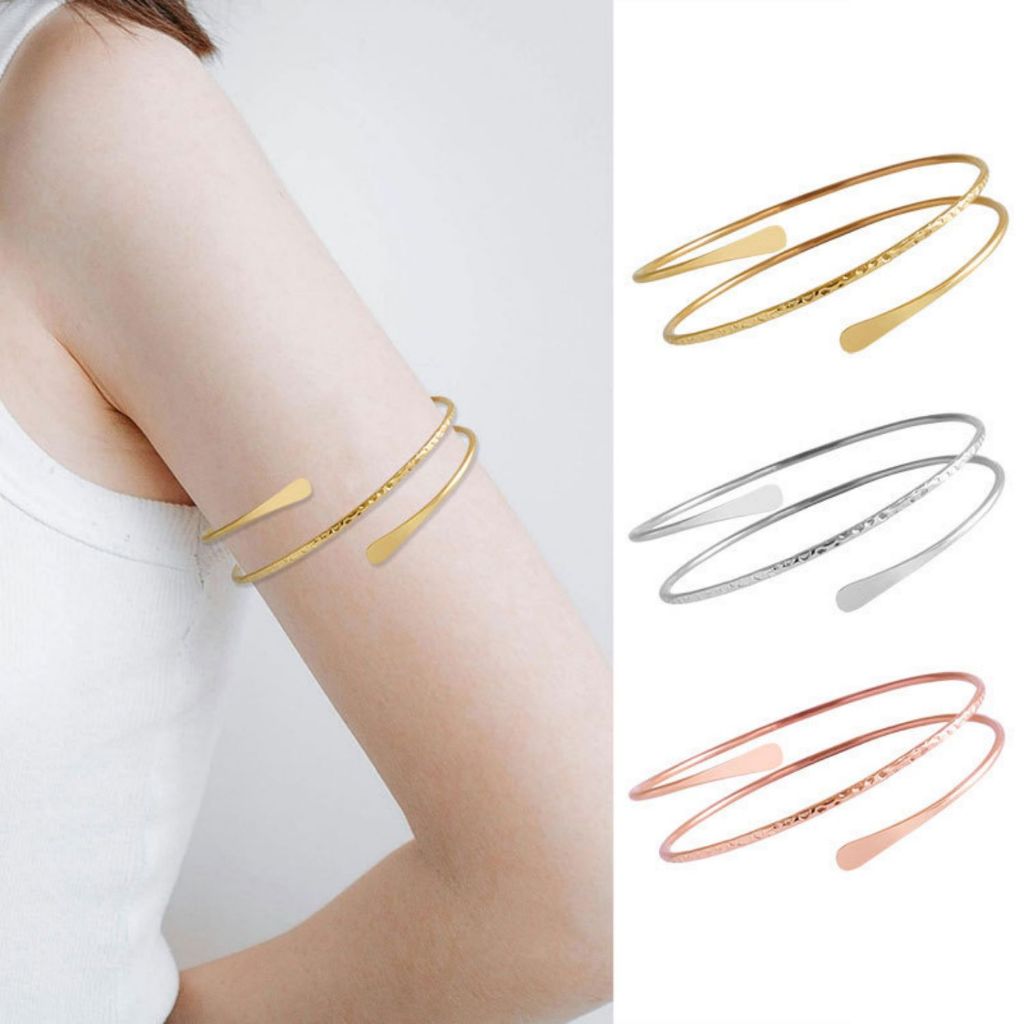 Braçadeira punk de três círculos pulseira fashion personalizada pulseira aberta em Oferta na Shopee