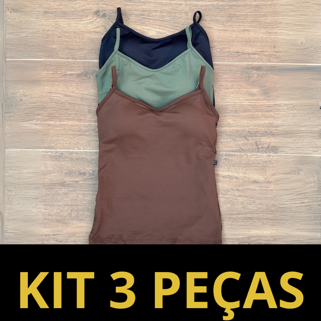 KIT 3 REGATAS COMBO DISPENSA O USO DE SUTIÃ CONFORTÁVEL PEÇA ESSENCIAL REGATA COM BOJO REGATINHA  SUPLEX POLIAMIDA