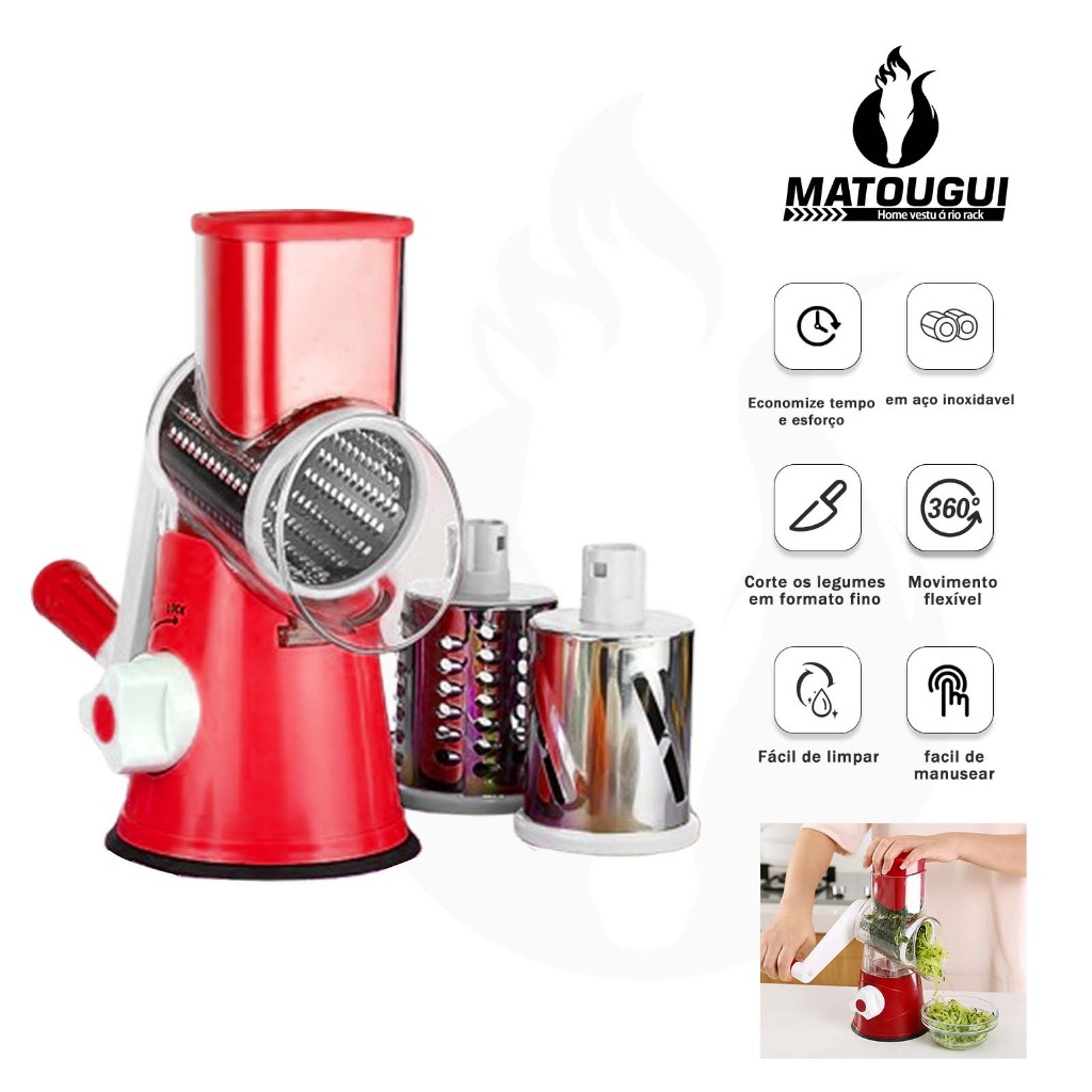 【Matougui】 Cortador multifuncional de mesa para frutas e legumes / ralador com três lâminas, ralador manual