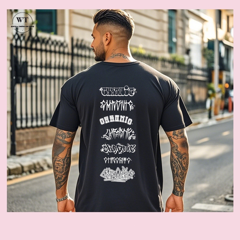Camiseta Chronic Fontes Grafit Rua Unissex Masculino Feminino 100% Algodão plus size camiseta estampada Unissex