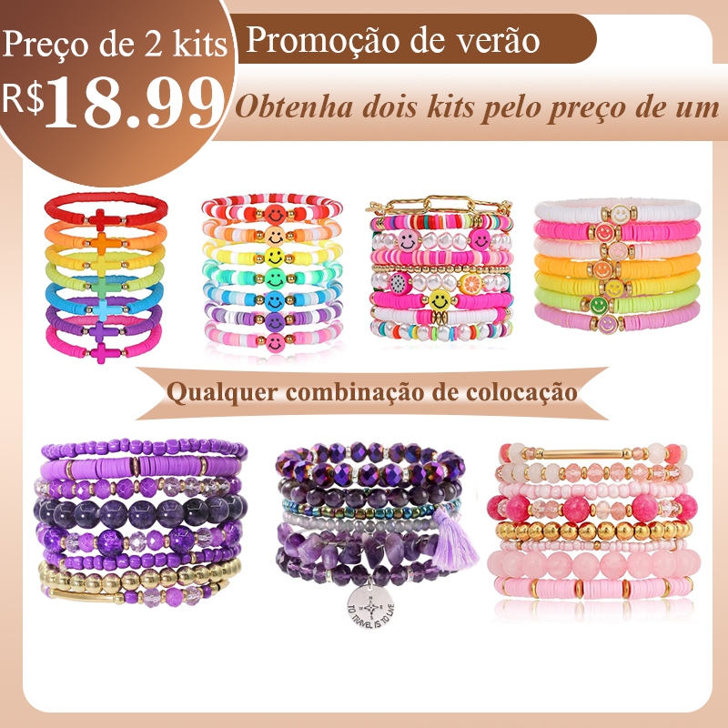 7pcs/set Pulseiras Boêmia Elásticas/ bracelete feminino de Praia/Colorido   Conjunto de Pulseira Acessórios de Mão Luxo em Oferta na Shopee