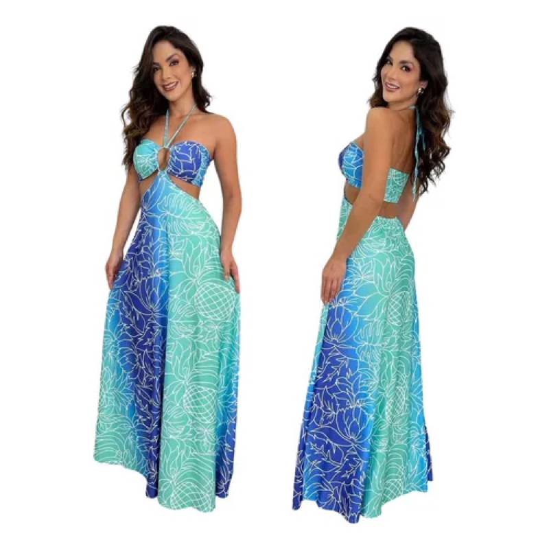 Vestido longo transpassado TECIDO FLUITY GELADINHO moda 2026 réveillon, moda blogueira executiva, malha Fluity em Oferta na Shopee