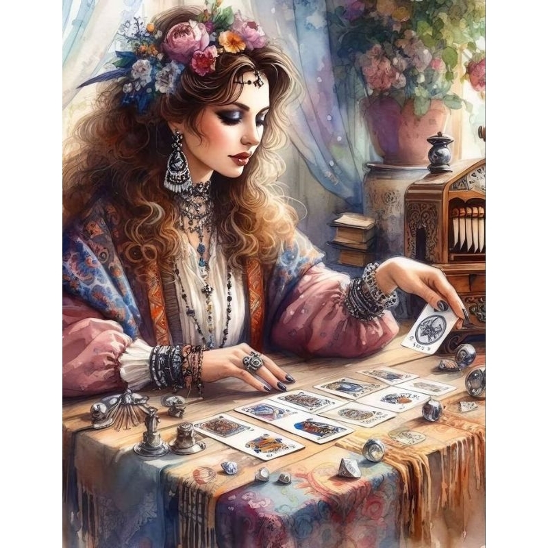 Quadro Lindo Cigana Lendo as cartas vendo o futuro, pomba gira cigana, cigana da estrada Pombogira, pomba gira,pombagira