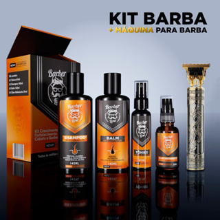 Kit Barba Balm, Shampoo, Óleo e Tônico Presente Namorado Cheiroso Maquina de Barbear em Oferta na Shopee