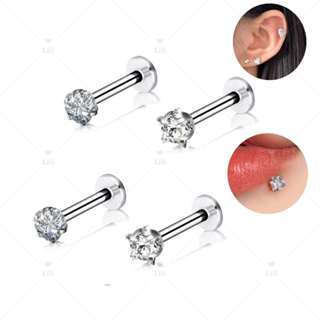Kit 4 Piercing Labert Aço Cirúrgico Zirconia Coração/Estrela , Helix/Tragus/Conch em Oferta na Shopee