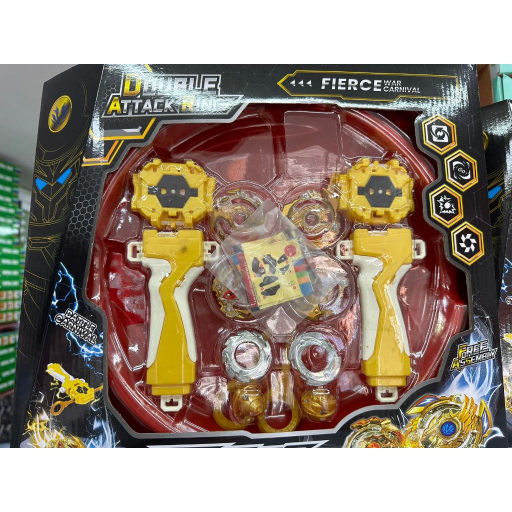 Brinquedo de Beyblade 4 In 2 + 2 Lançadores + Arena Grande Pião
