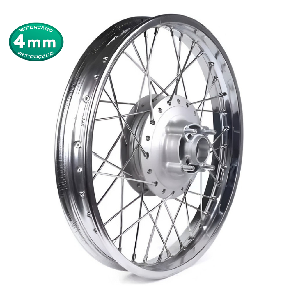 Roda Aro Calha Folha Jnate Traseira Completa Pro Tork Honda Fan 125 2009 Ate 2018 Raio 4mm Cromados