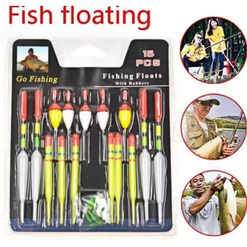 kit de boia 15 pçs completo pesca diversos peixes vários tamanhos e cores para vc pesca variedade de peixes  peixe certo