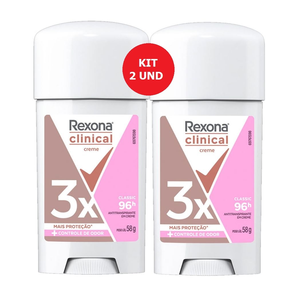 Kit C/2 Rexona Clinical Creme Antitranspirante Classic 58g