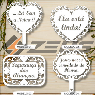 Kit 4 Com Placas Entrada De Casamento Mdf La Vem A Noiva