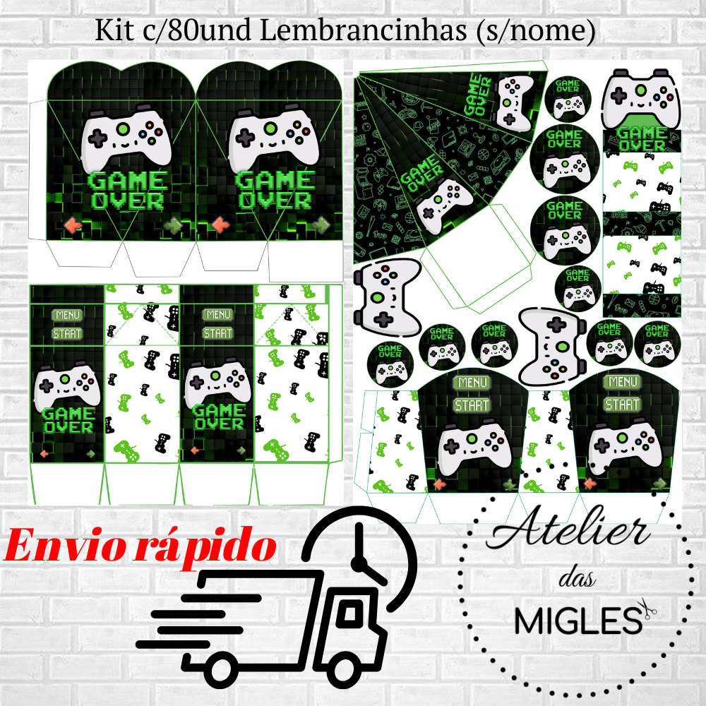Kit c/80und lembrancinhas VÍDEO GAME (sem nome) - Envio rápido!!! em Oferta na Shopee