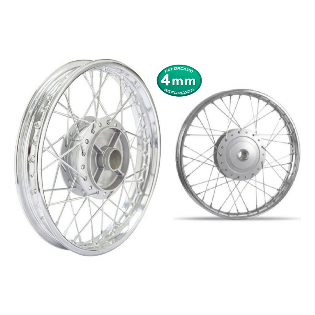 Par Roda Biz 100 cc 1998-2005 4mm Cromado Raiada Alinhada Desempenada Freio Á Lona
