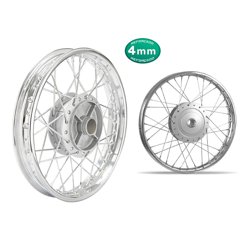 Roda Par Biz 125 2006 2007 2008 2009 2010 2011 2012 2013 2014 2015 Tambor Alinhada Cromada 4mm