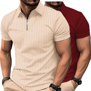 Kit 2 camisas Camiseta Polo Manga Curta Com Ziper Masculina Malha Canelada em Oferta na Shopee